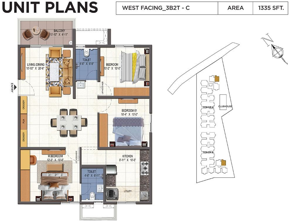 3BHK Floor Plan